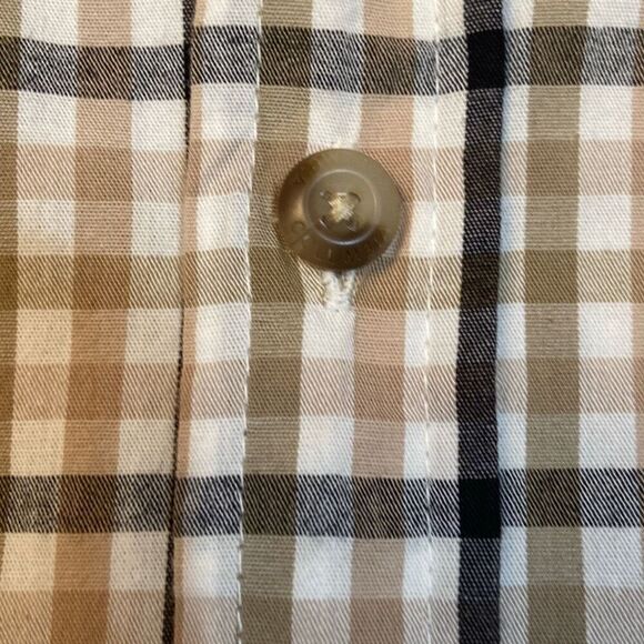 Columbia Gray Tan Plaid Short Sleeve Shirt Button Up Regular Fit Men Size Large - Picture 7 of 11